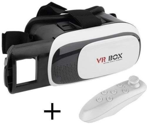 Qprods - VR BOX II Virtual Reality Headset Box + bluetooth controller. Compatible all smartphones iPhone, Android. For VR games and movies