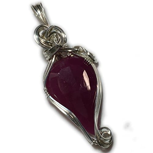 Ruby Pendant - Deep Red - 12ct Sterling Silver Arg. - w/ necklace 9ct 2314s5-16