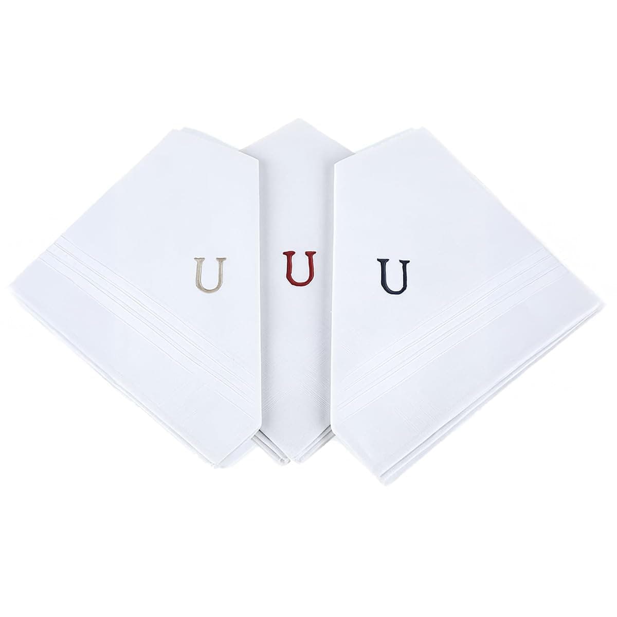 Initial Handkerchief for Men, Monogrammed Boxed 3 Piece Set,100% Cotton