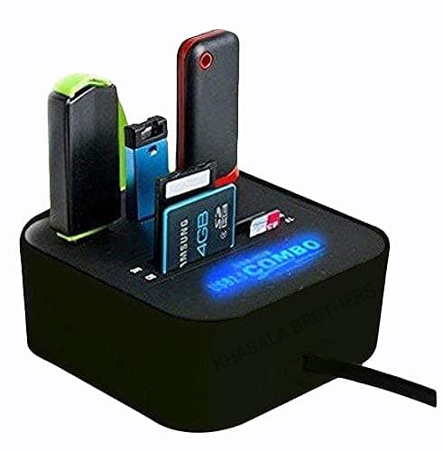Khasala Brothers Khasala Card Reader 2.0 Hub 3 USB + All in One Combo Card Reader for Pen Drives/Cameras/Mobiles/PC/Laptop/Notebook/Tablet, Docking Station, MS/MS Pro/SD/Micro SD Support (Black)