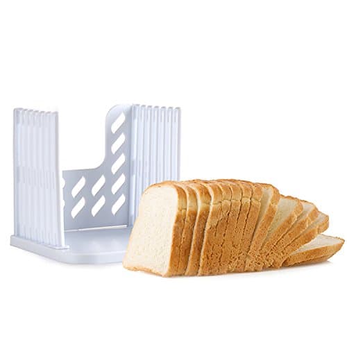 Kitchen Utensils And Tools Folding and Adjustable Bread Sandwich Bagel Slicer Yummy Sam Toast Slicer Machine Maker Homemade Cutter with 4 Thinknesses. (White)