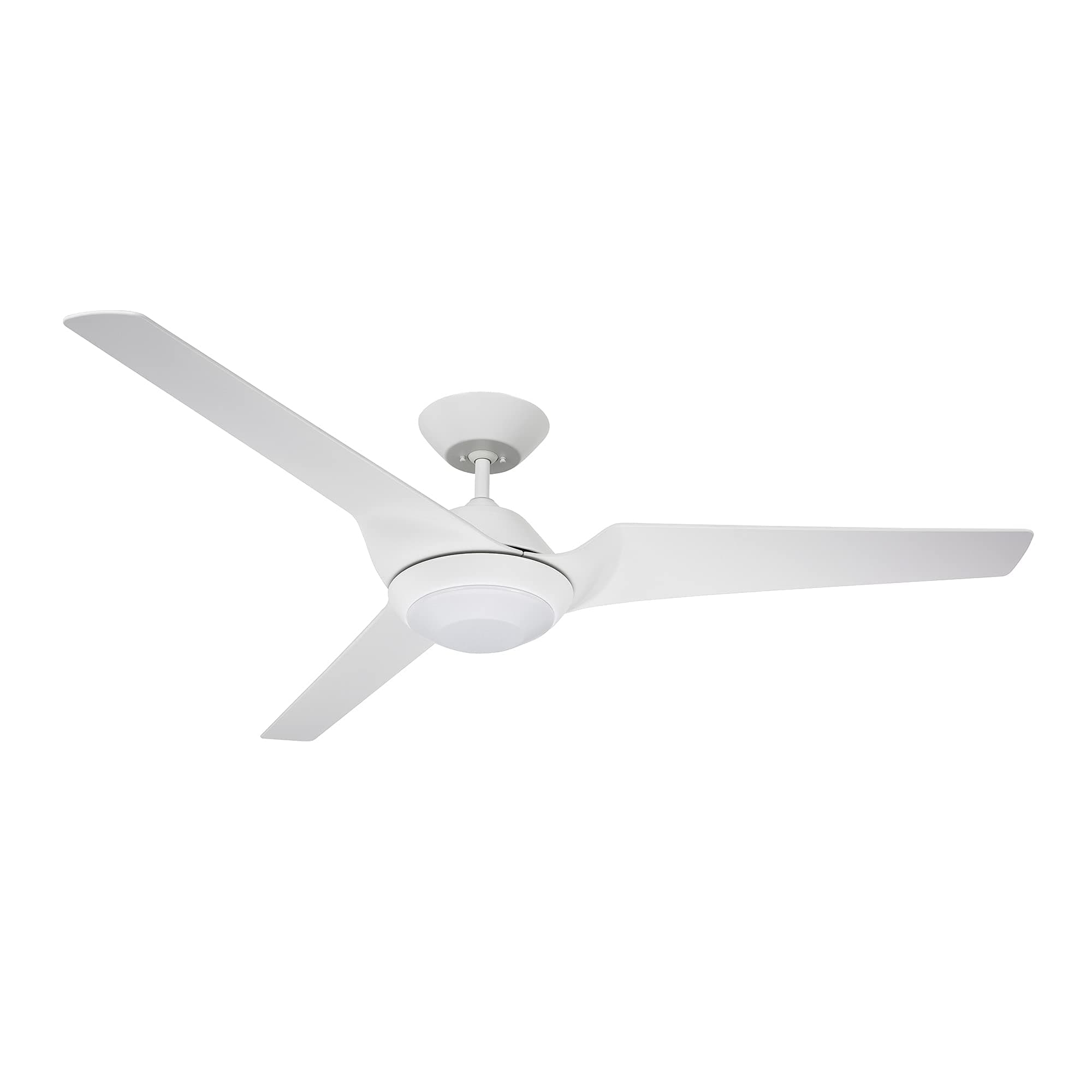 Noble Home 60 Inch Large Ceiling Fan with Light and Wall Control | Dimmable LED Fixture with 6 Speed DC Motor | Modern 3 Blade Propeller Design | Downrod Included for Overhead Hanging, White
