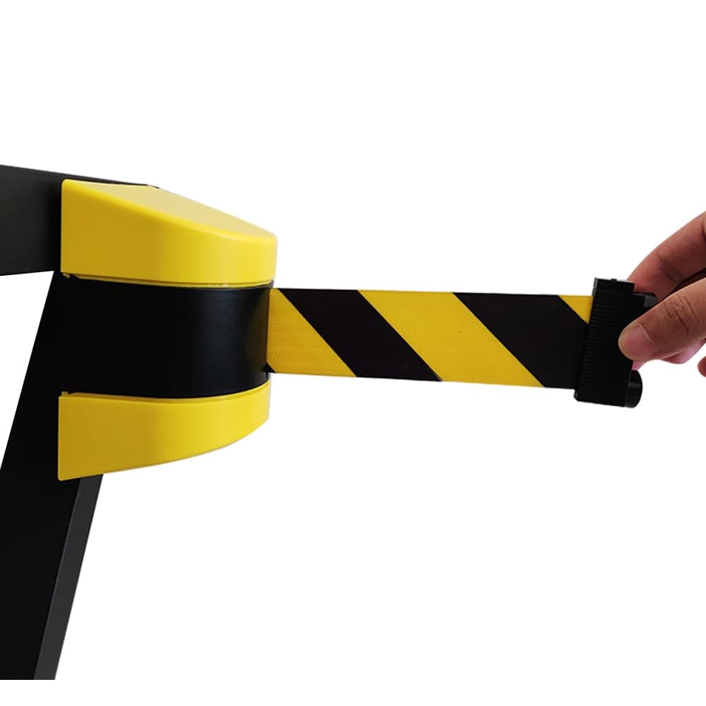 Magnetic Belt Barrier Retractable - 3/5/10m Wall Mount Queue Crowd Control Wall Barrier, Fixed Safety Cordon Barrier, Queuing Safety Tape Cordon, Airports, Banks, School(10m)