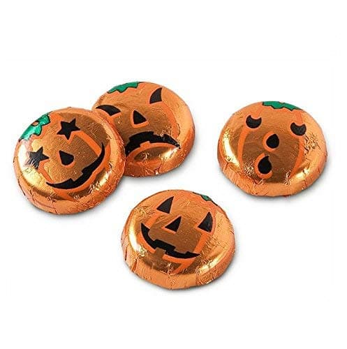 Halloween Pumpkins Solid Milk Chocolate Discs, 1 Lb - Approx 65 Pcs