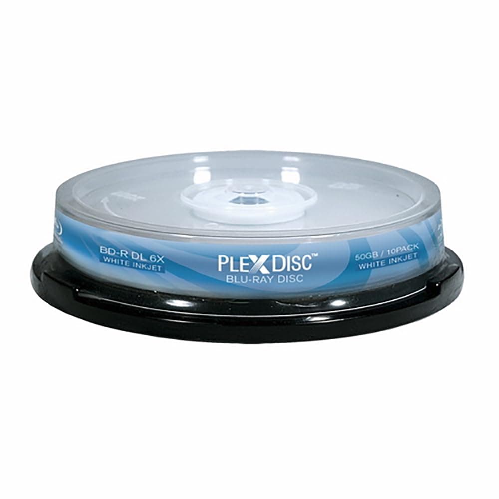 645-212 50 GB 6X Blu-ray Double Layer White Inkjet Recordable Disc BD-R DL, 10-Disc Spindle
