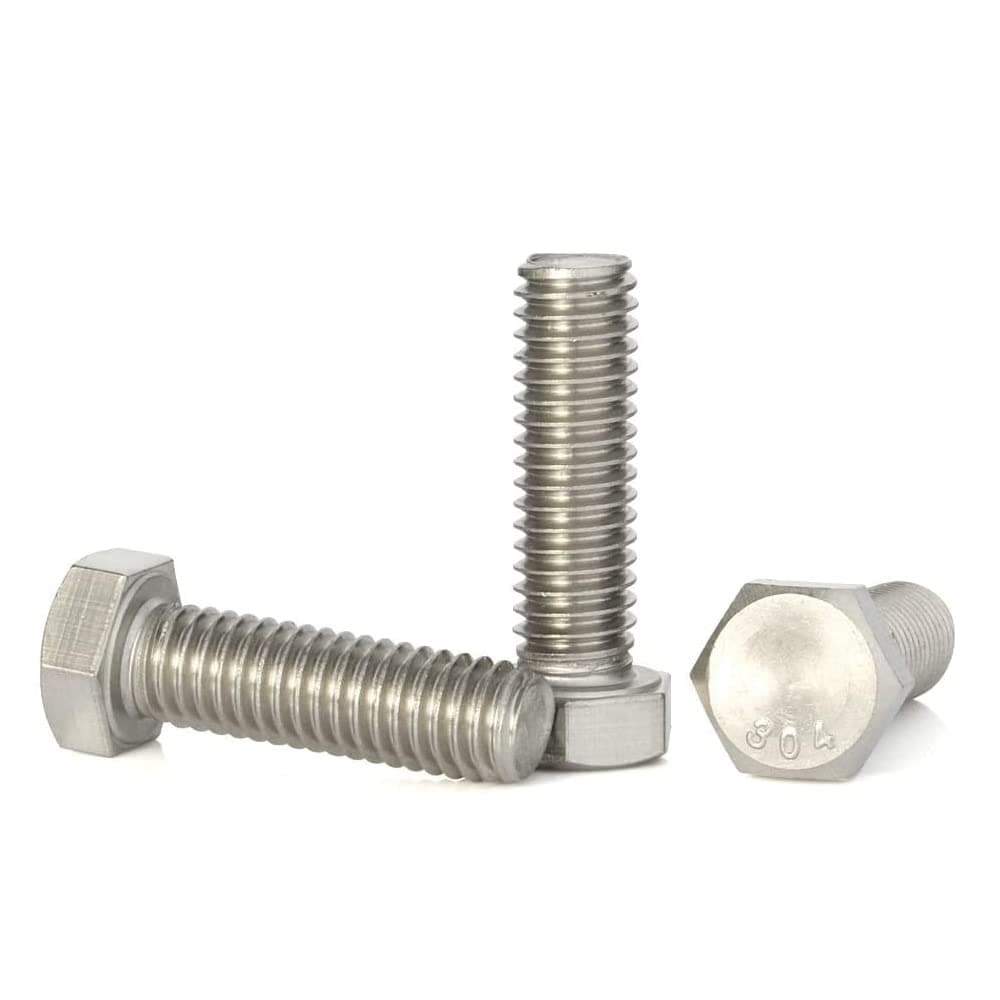 Mellewell 1/2-13 x 1-1/2" Hex Head Screw Bolt, Fully Threaded, Stainless Steel 18-8 (304), Plain Finish, Quantity 8