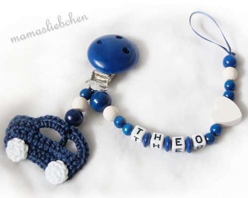 Personalized pacifier clip model 1628, handmade by mamasliebchen