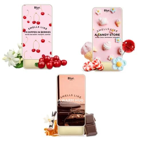 India Solid Perfume | Dipped In Berries+Warm Hug+Candy Store Fragrance | Alcohol Free | Perfume Primer | Safe For Skin | Pack of 3