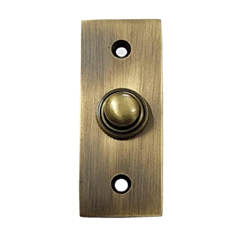 Adonai Hardware Rectangular Victorian Brass Bell Push or Door Bell or Push Button - Antique Brass