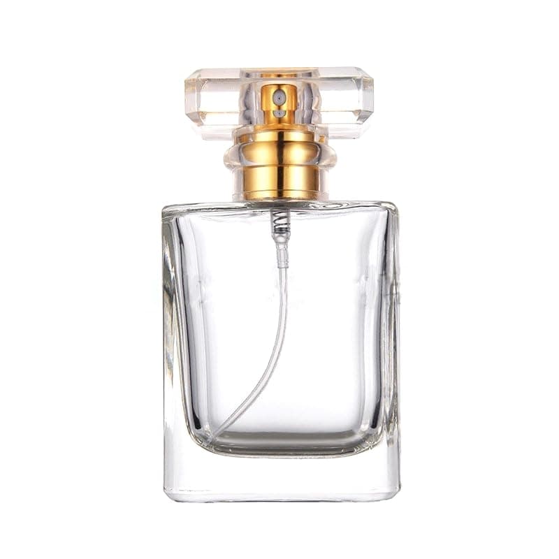 50ml Empty Glass Perfume Spray Bottle - Atomiser Rectangular (Gold)