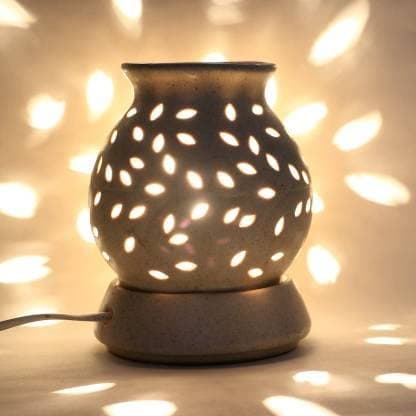 Round Off White Electric Oil Diffuser|Leafy Cut Shaped Oil Diffuser for All Types of Diffuser Oils|Electric Diffuser for Home, Offices, Bedrooms, Shops Etc