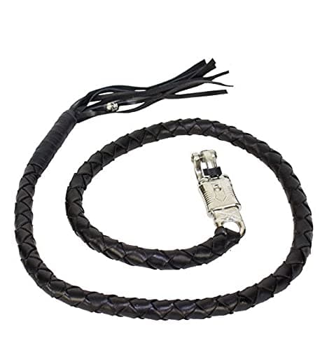 50" Long 1/2“ Diameter All Black Motorcycle Get Back Whip Real Soft Genuine Leather