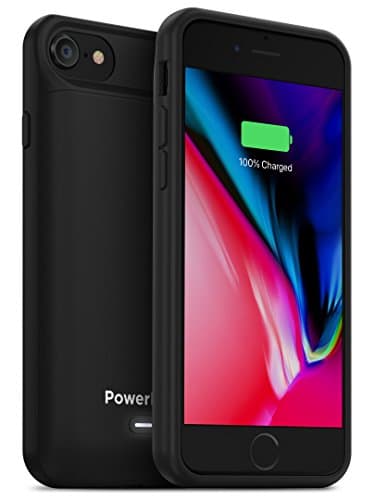 PowerBear iPhone 7 Battery Case/iPhone 8 Battery Case [5000mAh] Music and Data Transfer | High Capacity Rechargeable Charger Pack (Up to 275% Extra Battery) - Black [24 Month Warranty]