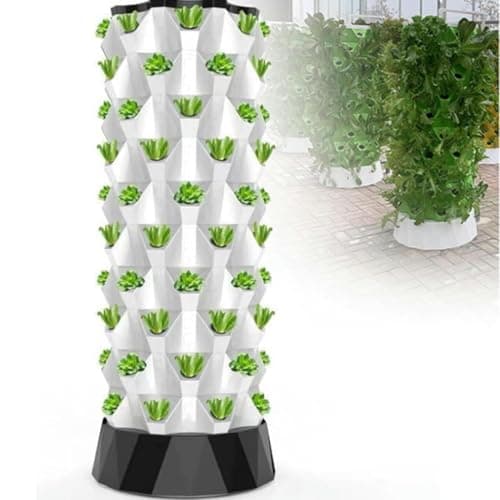 Hydroponic Grow Tower Kit with Hydro Pump - Vertical Gardening System for Fresh Herbs, Fruits & Vegetables - Indoor/Outdoor Hydroponics Solution