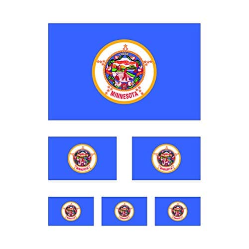 6 Piece Assorted Size Minnesota State Flag Sticker Set Decal Self Adhesive MN Flags