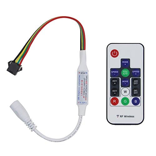 ALITOVE WS2813 WS2815 LED Controller DC 5V 12V Wireless RF Remote Dream Color Controller for WS2815 WS2813 WS2813B WS2815B CS8812 Individually Addressable RGB LED Strip Pixel Light, 4pin Connector