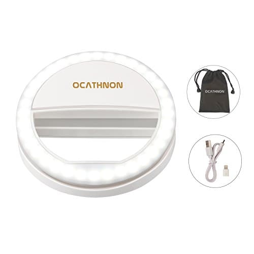 Ocathnon Selfie Light Ring Lights LED Circle Light Cell Phone Laptop Camera Photography Video Lighting Clip On Rechargeable 1500mAh Support Selfie & Charge Phone Compatible iPhone Xs Samsung