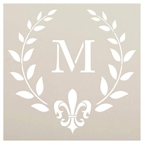 Fleur De Lis Monogram Stencil by StudioR12 | Letter Stencils for DIY Farmhouse Home Decor | Paint Wood Signs | Select Size & Letter (12 x 12 inch)