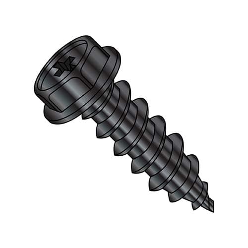 8-18X1/2 Phillips Ind Hex Washer Self Tapping Screw Type A B Full Thread Black Oxide (Pack Qty 10,000) BC-0808ABPWB by Shorpioen