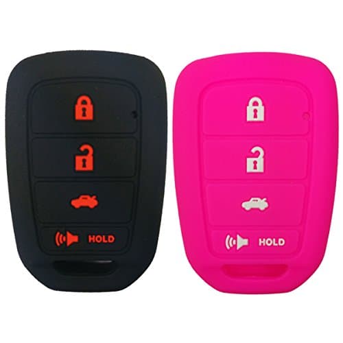2Pcs Coolbestda 4buttons Key Fob Protector Case Keyless Entry Holder Cover Skin Jacket for 2013 2014 2015 2016 2017 Honda Accord Civic Crosstour CR-V HR-V MLBHLIK6-1TA (Only Fit Straight Key fob)