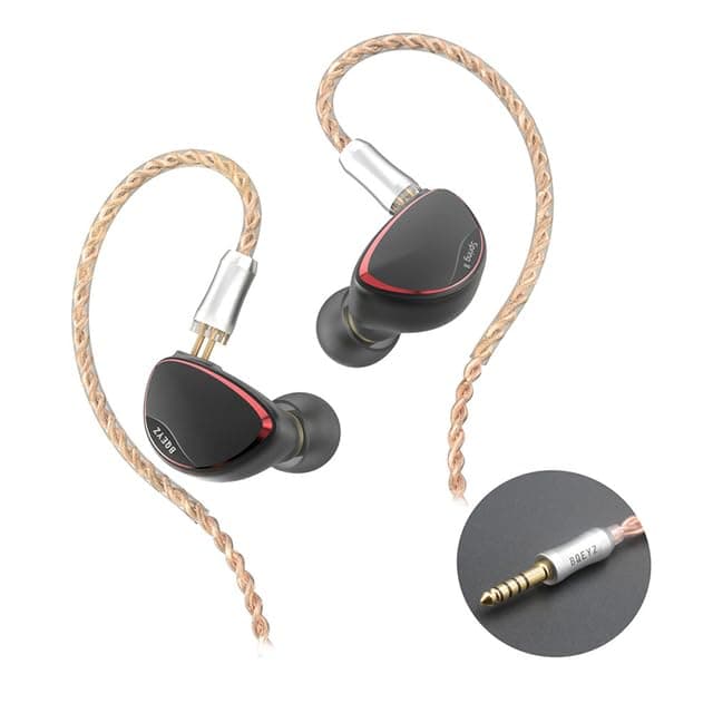 AE-Smart - Spring 2 Generation HiFi Earphone 1BA+1DD+9 Layers PZT Hybrid 3 Driver In-Ear IEM Treble Vocal Music 0.78mm 2Pin CNC Metal (Black 4.4mm)