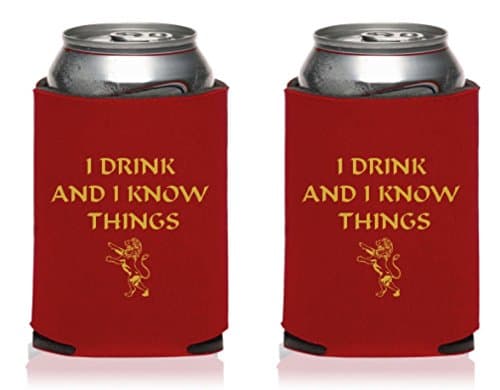I Drink and I Know Things - 2 Pack Can Coolers Red - Inspired by Game of Thrones