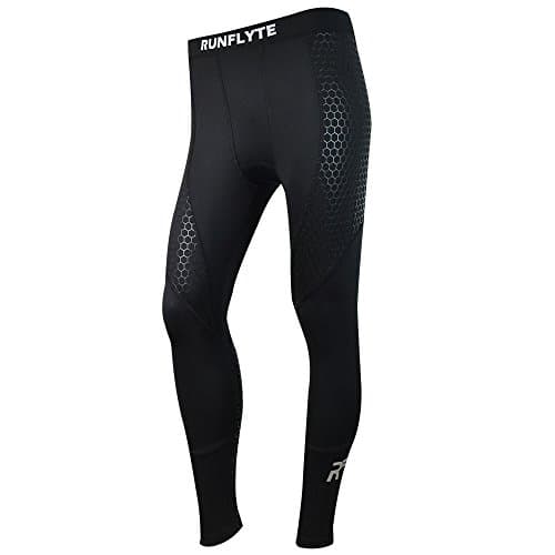 RunFlyte Men's Hex Compress Training Tights - Running Pants - Base Layer (Size 2X) Black/White