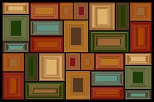 Brown Blocks 3D squares Non Slip Polyester Area Rug Soft Touch Carpet Any Floor Type Playmat Bright Colours 120 x 80 cm