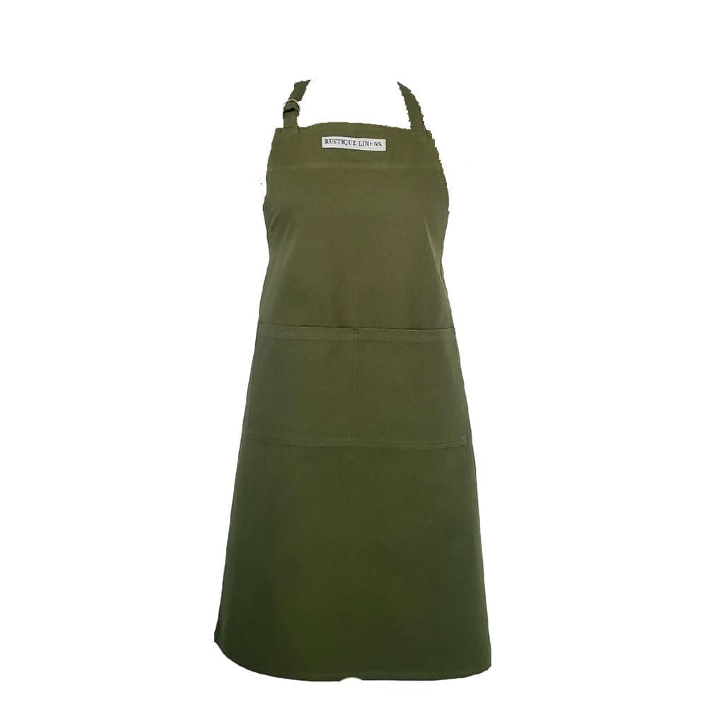 RUSTIQUE LINENS Kitchen Apron – 100% Cotton, Adjustable Neck strap, Large Poc...