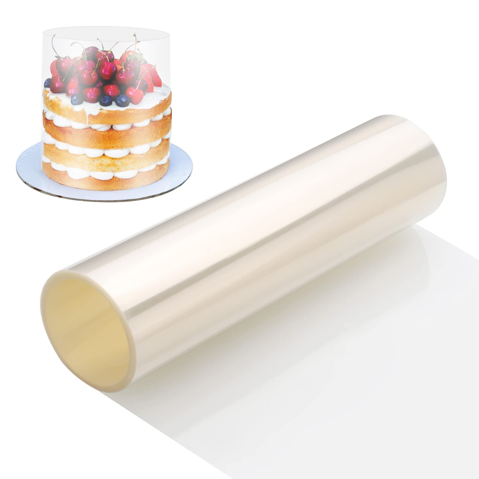 Acetate Cake Collars, 30cm x 10m Thickened Acetate Sheets, Clear Transparent Acetate Roll for Baking Cakes, Chocolate Mousse Cake, Cake Decorating