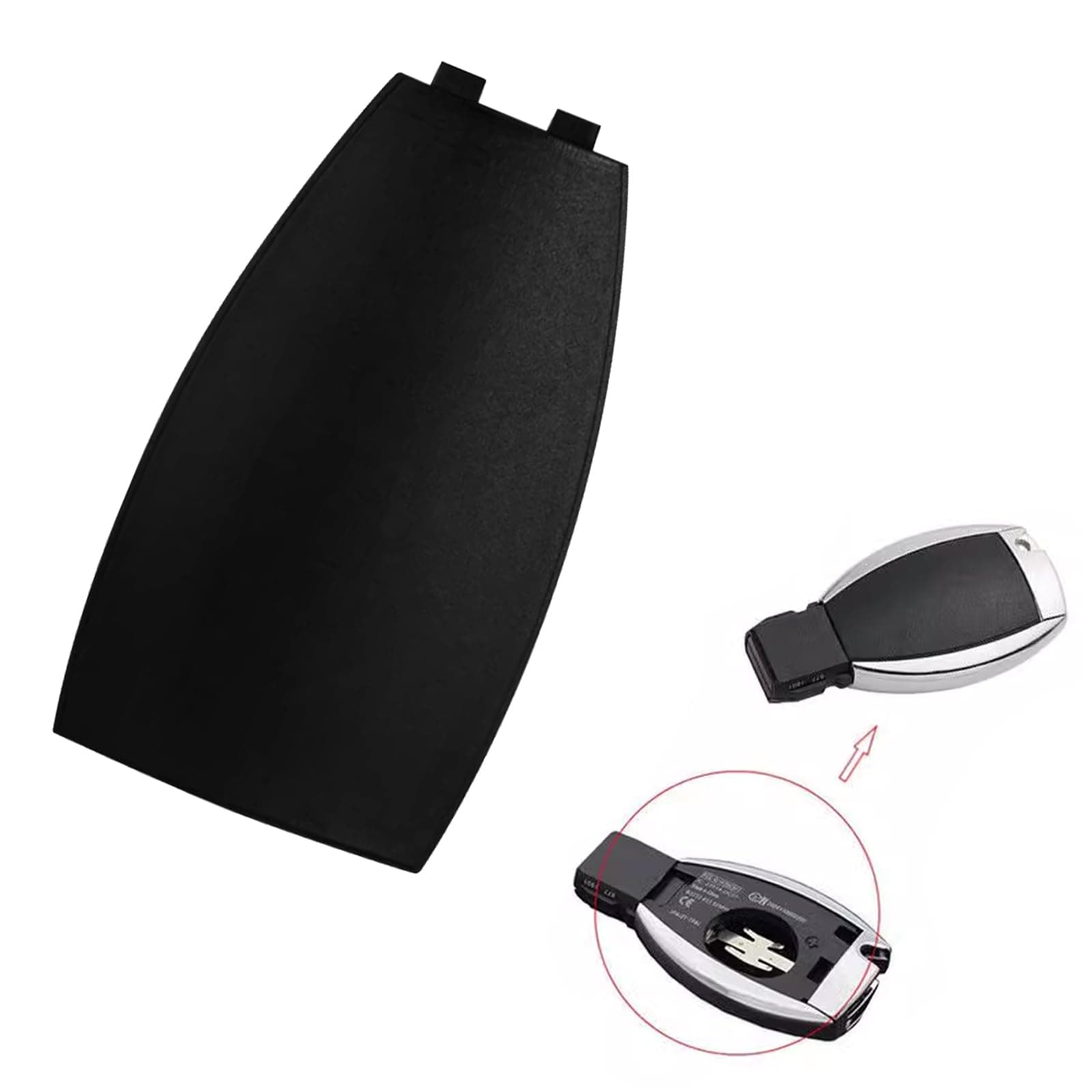 Car Key Rear Cover, Key Shell Back Cover Replacement, Key Fob Cover Compatible with Mercedes Benz B-Class C-Class E-Class W204 3 Buttons Car Key Fob Case, Car Interior Accessories（Black