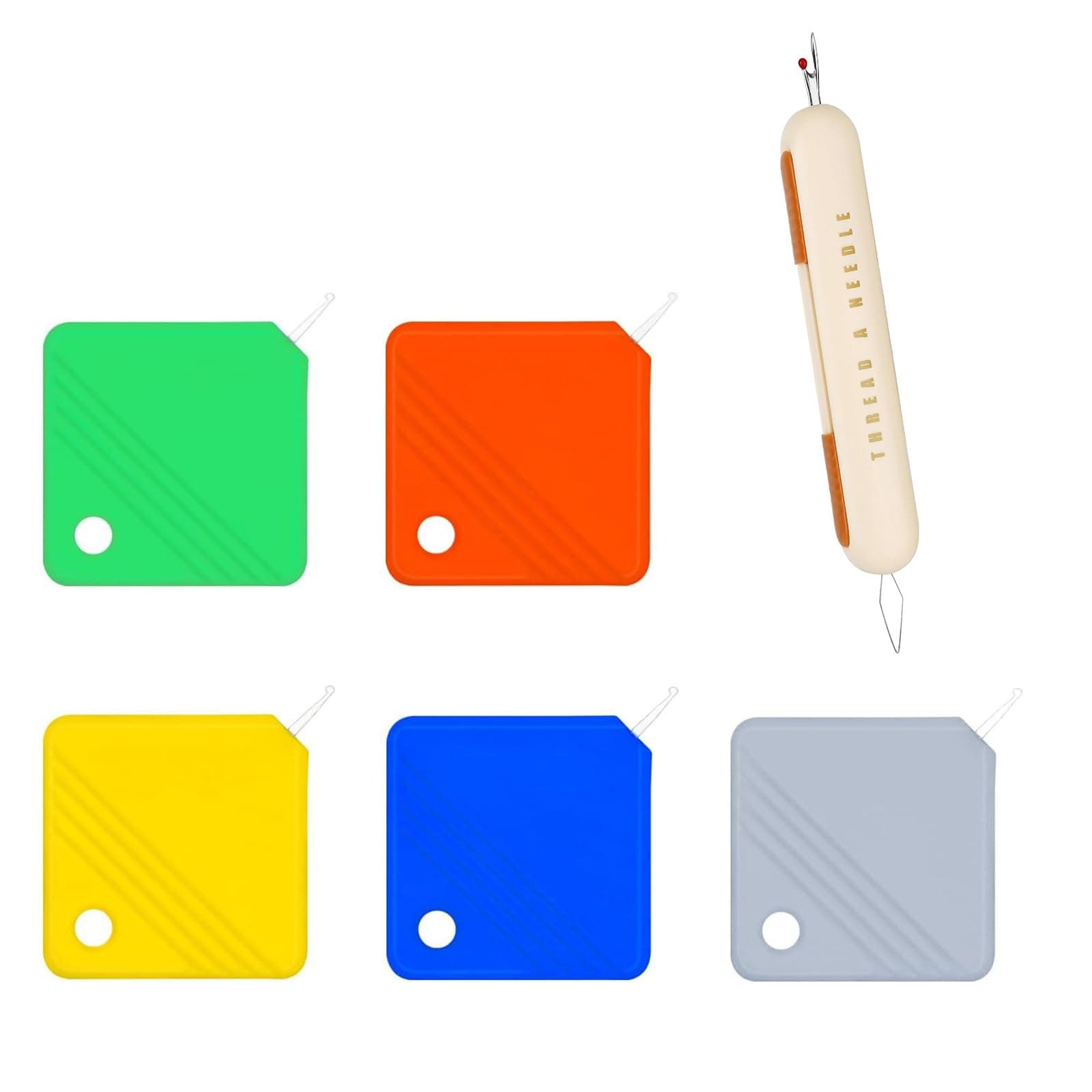 ALMEKAQUZ Needle Threaders,Squre Sewing Needle Threader for Hand Machine Sewing,Plastic Needle Threader Tool for Small Eye Needle Threader for Embroidery,Cross-Stitch(With 2 in 1 Needle Threader)