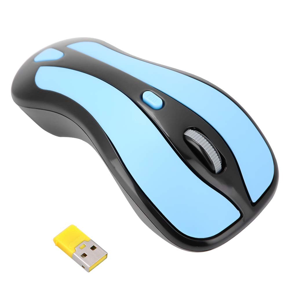 6D Gyroscope Wireless Mouse,2.4G TV Wireless Optical Fly Air Mouse USB Receiver,Mouse Wireless Silent Noiseless Clickless Mobile Optical Mouse with USB Receiver for PC Smart TV Box(Blue+Black)