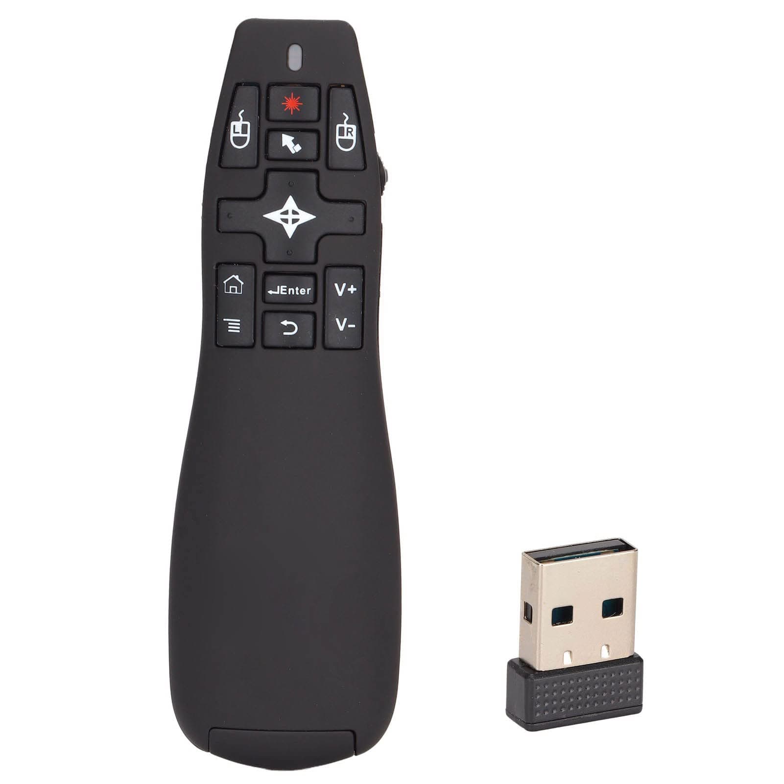 PUSOKEI Wireless Presenter, Presentation Clicker USB 2.4GHz Wireless Mini Remote Control and Pointer Combination, PPT PowerPoint Clicker with Air Mouse Function Smoothly Operation for Meeting