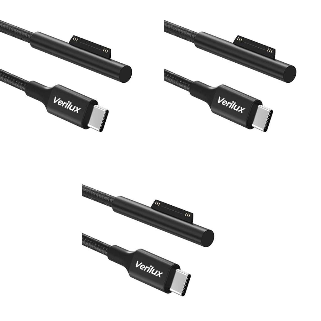 Verilux® Type C Charging Cable for Surface Laptop, 5.9ft Type C Charging Cable for Laptop 45W 15V3A Power Supply, for Surface Pro7 Go2 Pro6 5/4/3 Laptop1/2/3 (Only Support QC Certified Charge Head)
