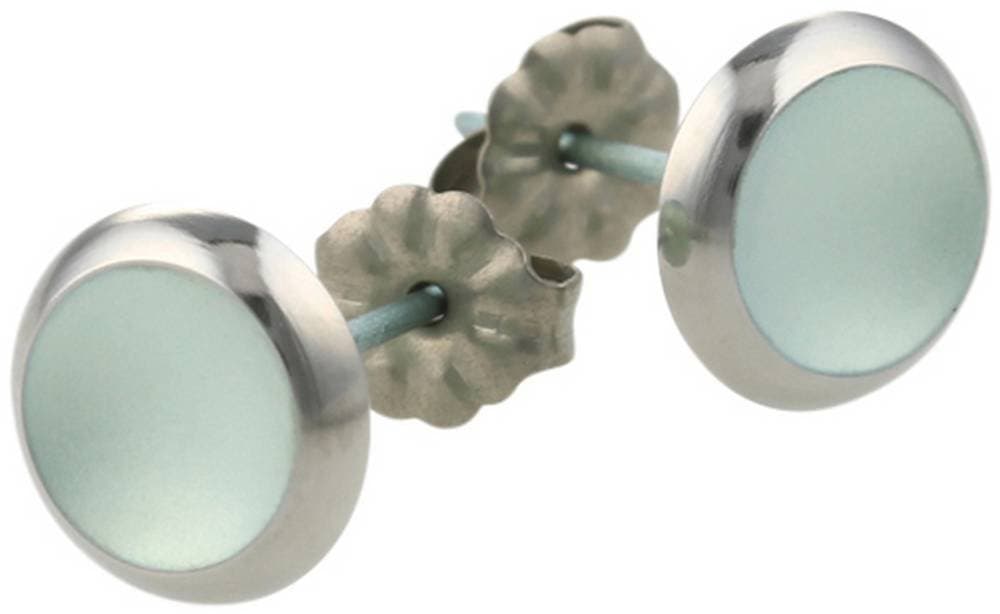 Ti2 Titanium Womens Stud Earrings - Sky Blue