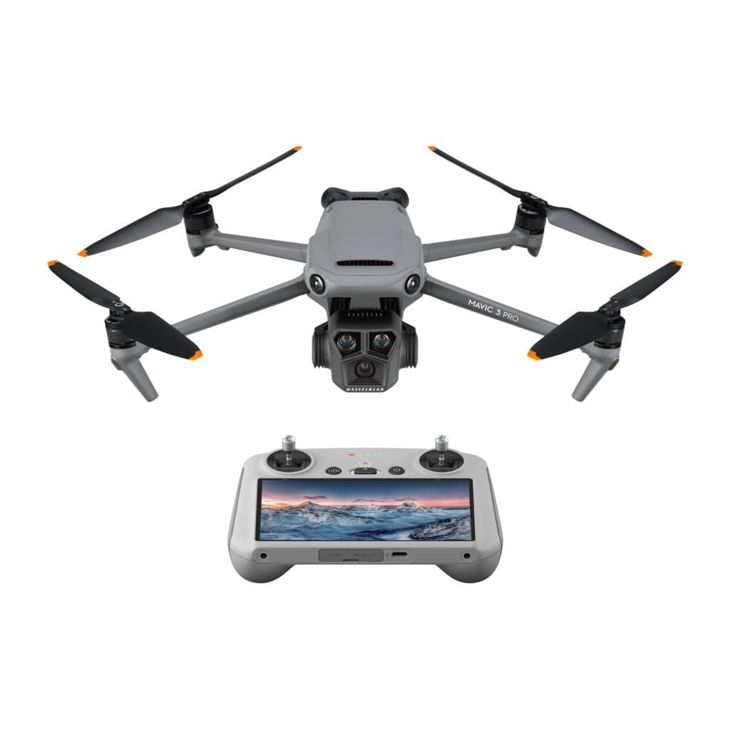 DJI Mavic 3 Pro Camera Drone with DJI RC Screen Transmitter, 3-Eye Camera, Flagship Camera Drone, 4/3 CMOS, Hasselblad Camera, Up to 43 Minutes Flight Time, HD Video Transmission, Up to 15km