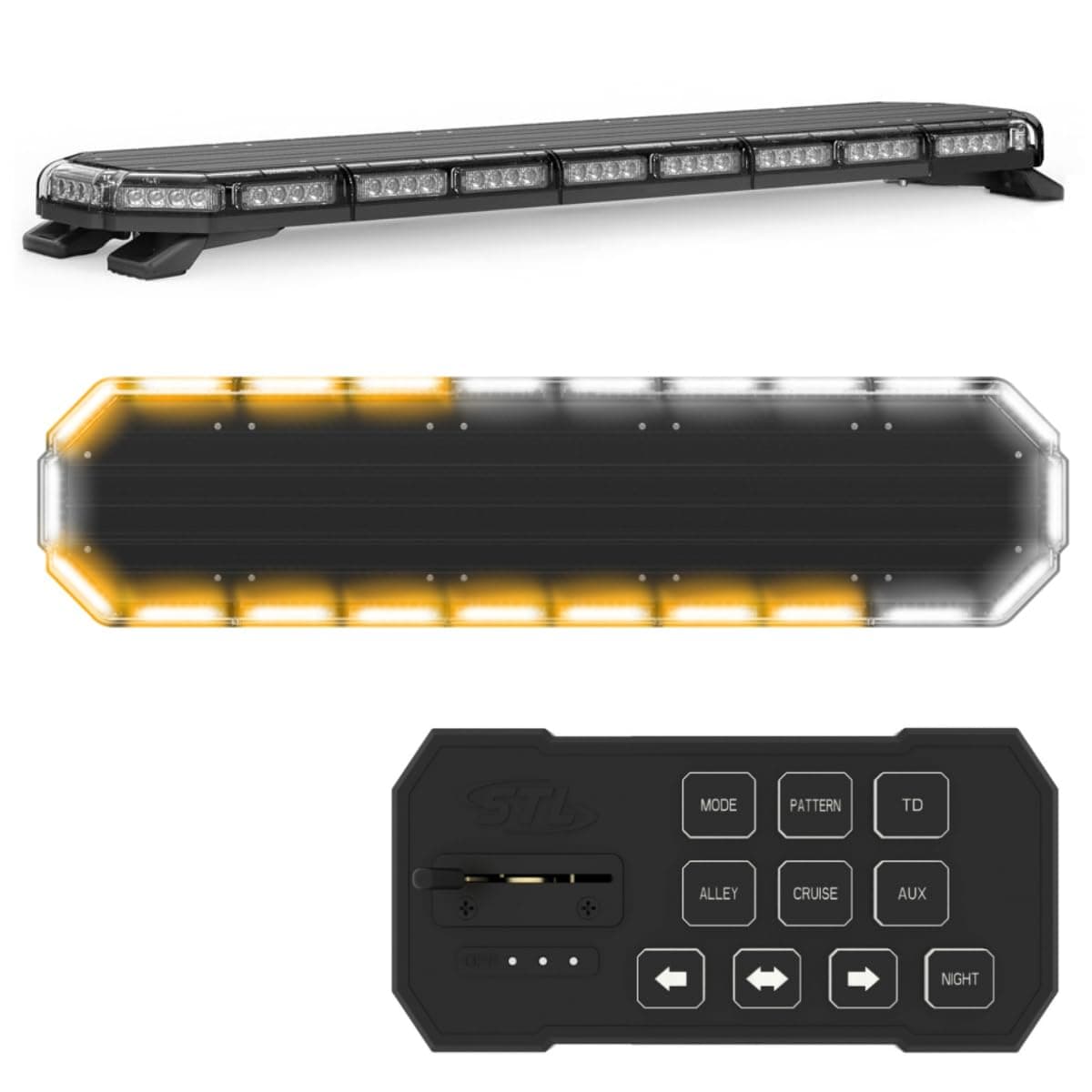 - ASpeedTech Lights K-Force 47 Full Size LED Police Strobe Light Bar Roof Mount Emergency Vehicle Warning Lights for Tow Trucks, Cars, Fire, EMS, Plows, Wreckers - Amber/Clear