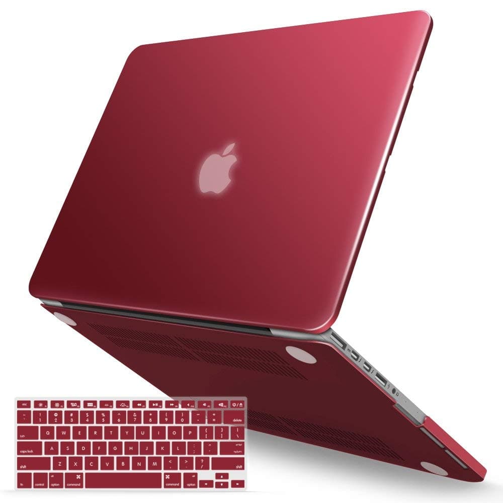 IBENZER Compatible with MacBook Pro 15 Inch Case 2015 2014 2013 2012 A1398, Hard Shell Case with Keyboard Cover for Old Version Apple Mac Pro Retina 15, Wine Red, R15WR+1