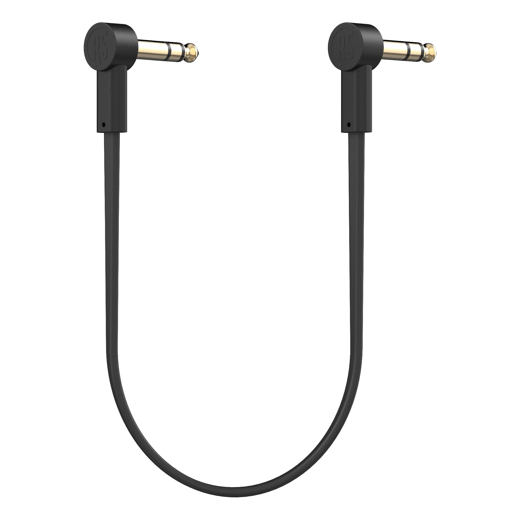 Rock Stock 1/4" Stereo TRS Flat Patch Cables - 18" Ultra-Thin, Right Angle, Low Profile, Gold Plated, Braided Shielding - Maximize Pedalboard Space, Eliminate Noise, Connect Guitar Effects Pedals