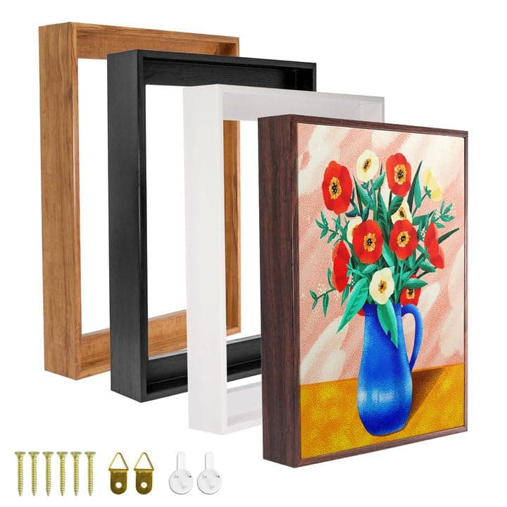 Canvas Floater Frame for 1–1.25" Deep Stretched Canvas, Floating Wall Art Frame Kit for Gallery-Wrapped Paintings Decor for Bedroom Living Room, Easy Assembly & Made in USA 8x8inch