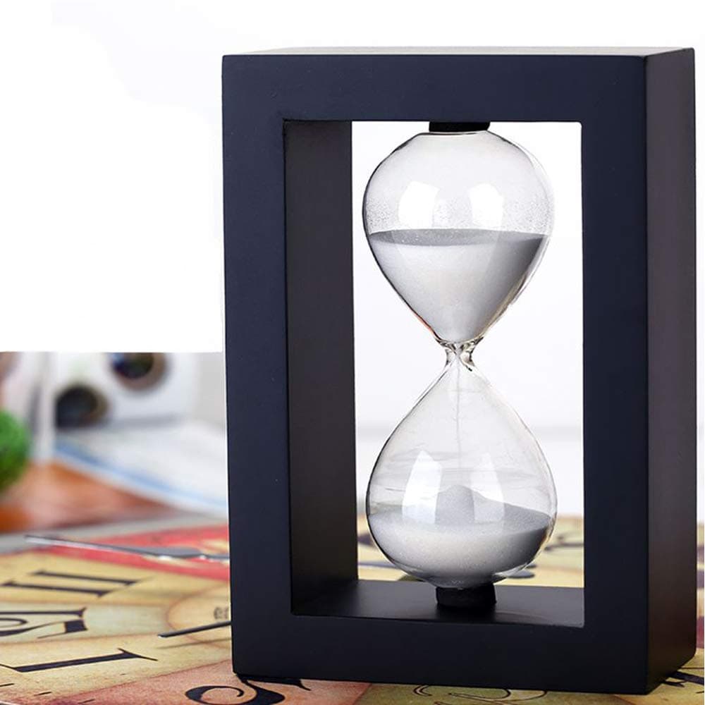 SAMLONG (60Min-White) - Rectangle Hourglass Sand Timer, 60 Minute Sand Clock