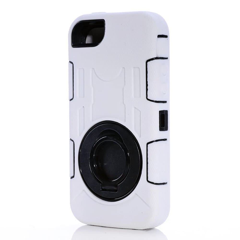 Apple iPhone SE/5/5c/5s case , Aitech TPU Rubber & Silicone Ultra Shock&drop-proof Amy-grade Protective Hard Defender Case with Stand & Clip for iPhone SE/5/5c/5s(white)