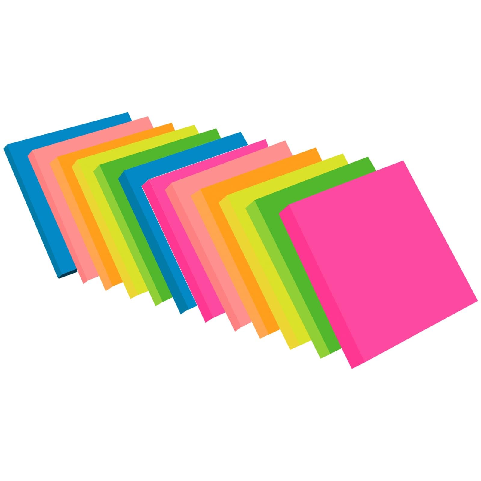 ZCZN Sticky Notes 12 Pads x 100 Sheets Sticky Notes 76 x 76 mm in 6 Neon Colours (Blue, Neon Green, Neon Yellow, Orange, Light Orange, Magenta)