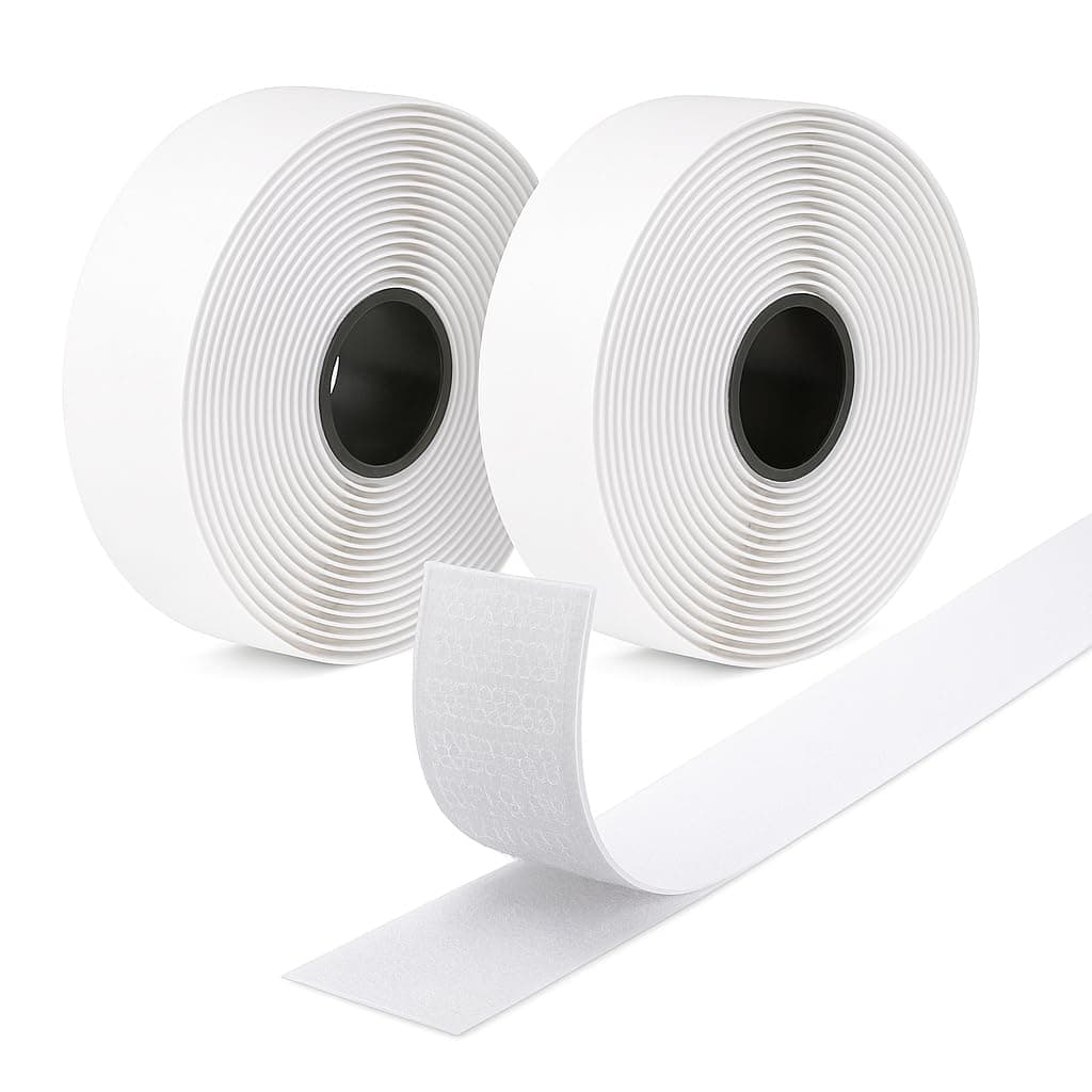 (20mm x 8m) Hook and Loop Tape Self Adhesive – Double Sided, Heavy Duty, Water Resistant - Nylon Strong Sticky Back Fastening Tape for Home, Office, DIY, and Crafts (White, 20mm * 8 Meter)
