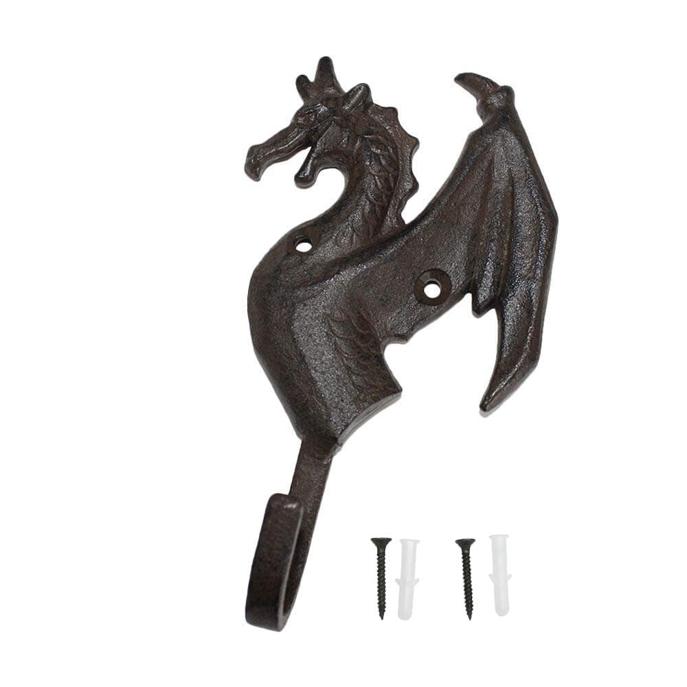 WINTENT Decorative Rustic Cast Iron Wall Hook Hanger Dragon for Coat Key Hat (Dragon-2)