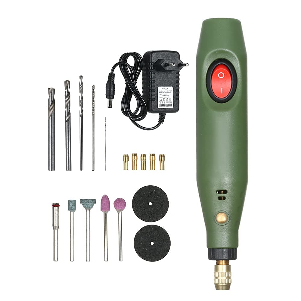 Pepisk Electric Grinder Set,DC12V Multi-functional Mini Electric Grinder Set Electric Drill Grinding Rotary Tool Kit for Milling Polishing Engraving
