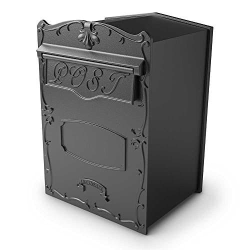Qualarc LSF-LS01 Kingsbury Secure Rear Access Locking Mailbox Large Capacity For Masonry Walls, Columns Or Wood Fences, Black by Qualarc