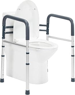 Lianjindun Toilet Safety Rails, Adjustable Toilet Frame for Elderly, Seniors, Handicap & Disabled, Foldable Handicap Toilet Handles Fit Any Toilets (Blue)