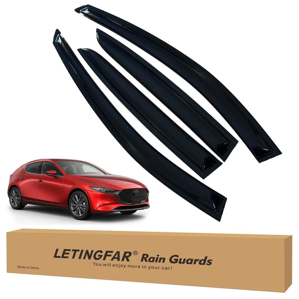Window Visors Rain Guards for Mazda 3 Hatchback 2019 2020 2021 2022 2023 2024 Accessories, Wind Deflectors Vent Shades for Mazda 3 Hatchback